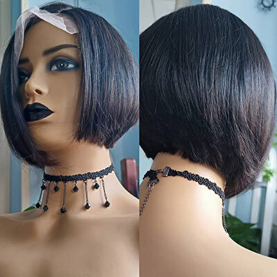 5X5 PU Silk base Lace Closure Human Hair Wigs Pixie Cut Bob 13x4 Lace Front Wig