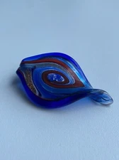 Hand-Blown Murano Style Glass 3" Pendant (Dark Blue)