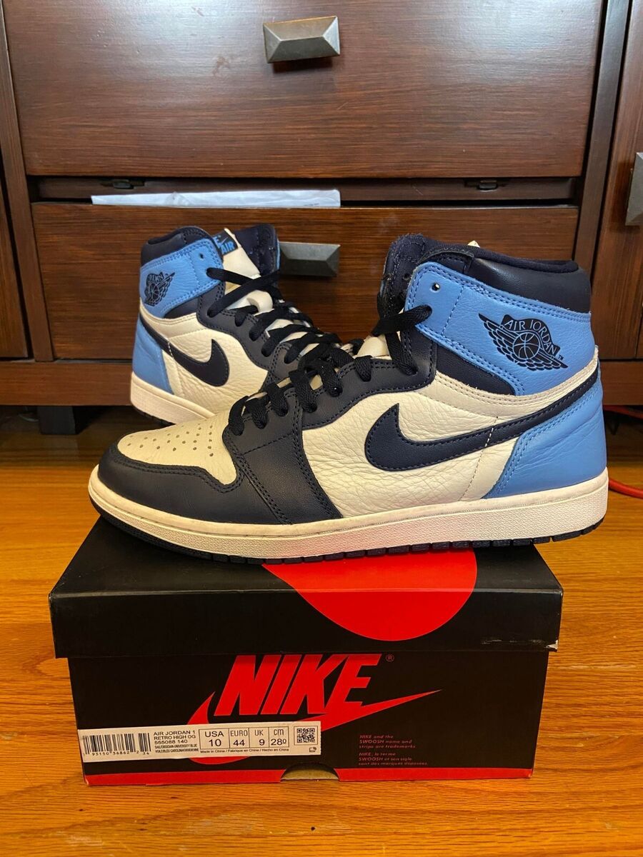 Size 10 - Nike Air Jordan 1 Retro High OG Obsidian, UNC 2019 Size 10 - Nike Air Jordan 1 Retro High OG Obsidian, UNC 2019