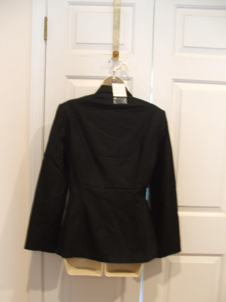 NUEVO CON ETIQUETAS NEGRO TOTALMENTE FORRADO MEZCLA DE LINO AJUSTADO Chaqueta talla 8 Foto 4 de 4