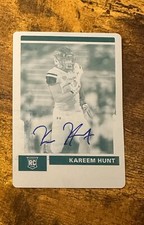 2017 Panini Score Rookies Cyan Plate 1/1 #423 Kareen Hunt RC auto #X6729