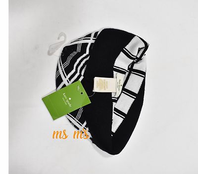 KATE SPADE New York SCUBA Plaid BEANIE Hat with BOW Black  display picture 3