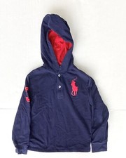 Boys Polo Ralph Lauren Big Pony Navy Red Hoodie Shirt sz S 8