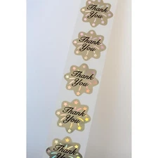 10 Small Business Thank You Stickers 1.5" Holographic Foil Shipping 