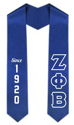 Zeta Phi Beta ''Since 1920'' Graduation ROYAL Stole Sash w/ Vinyl Applique
