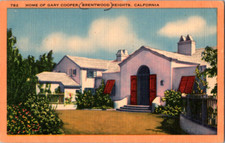 Vintage Postcard Brentwood Heights California Gary Cooper House Red Shutters Yar
