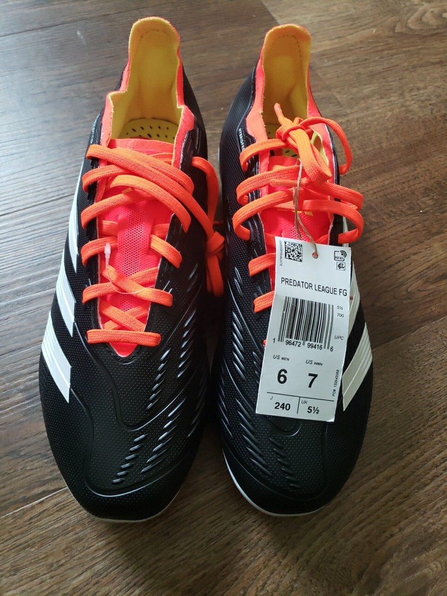 Size 6 Adidas Predator League FG Soccer Cleats Black White Orange