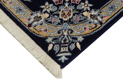Perserteppich Nain 9LA 60x90 Handgeknüpft Dunkelblau Medaillon Orientalisch 1091 - Picture 5 of 6