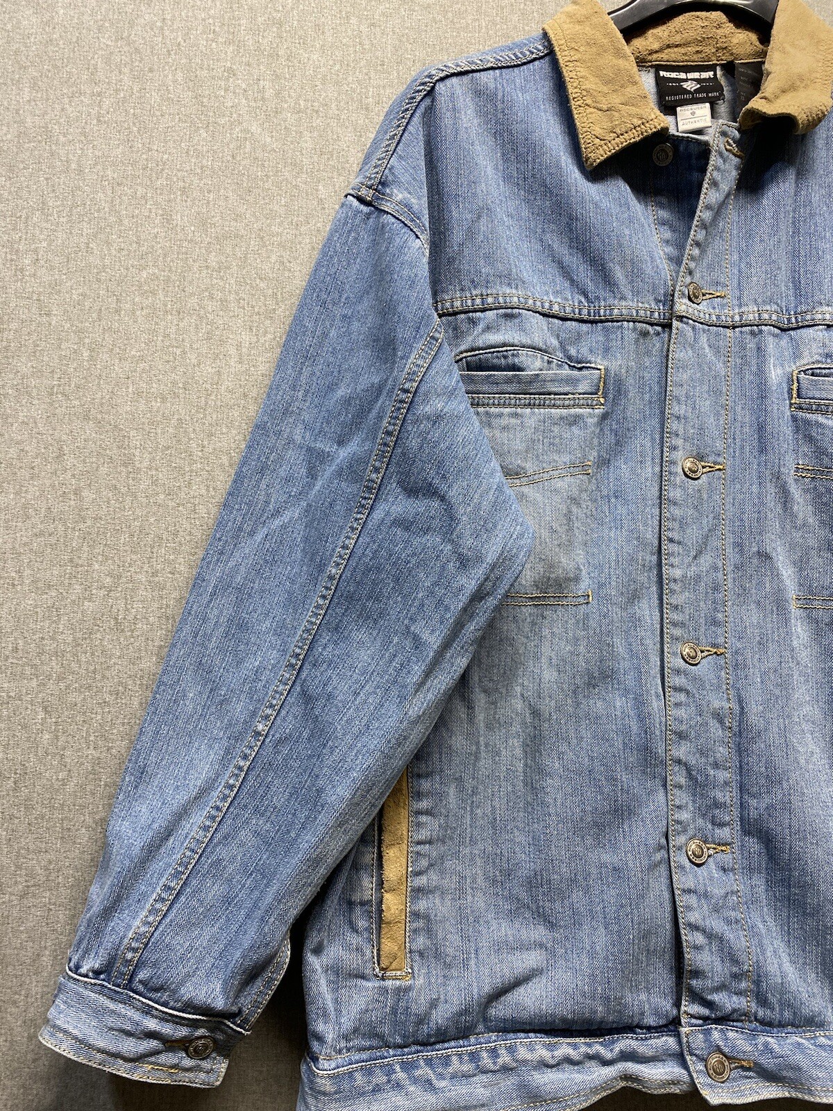 Vintage Rocawear Mens Denim Jacket XL Blue Long Slee… Gem