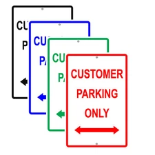 Customer Parking Only Double Arrow Garage Warning Notice Aluminum Metal Sign