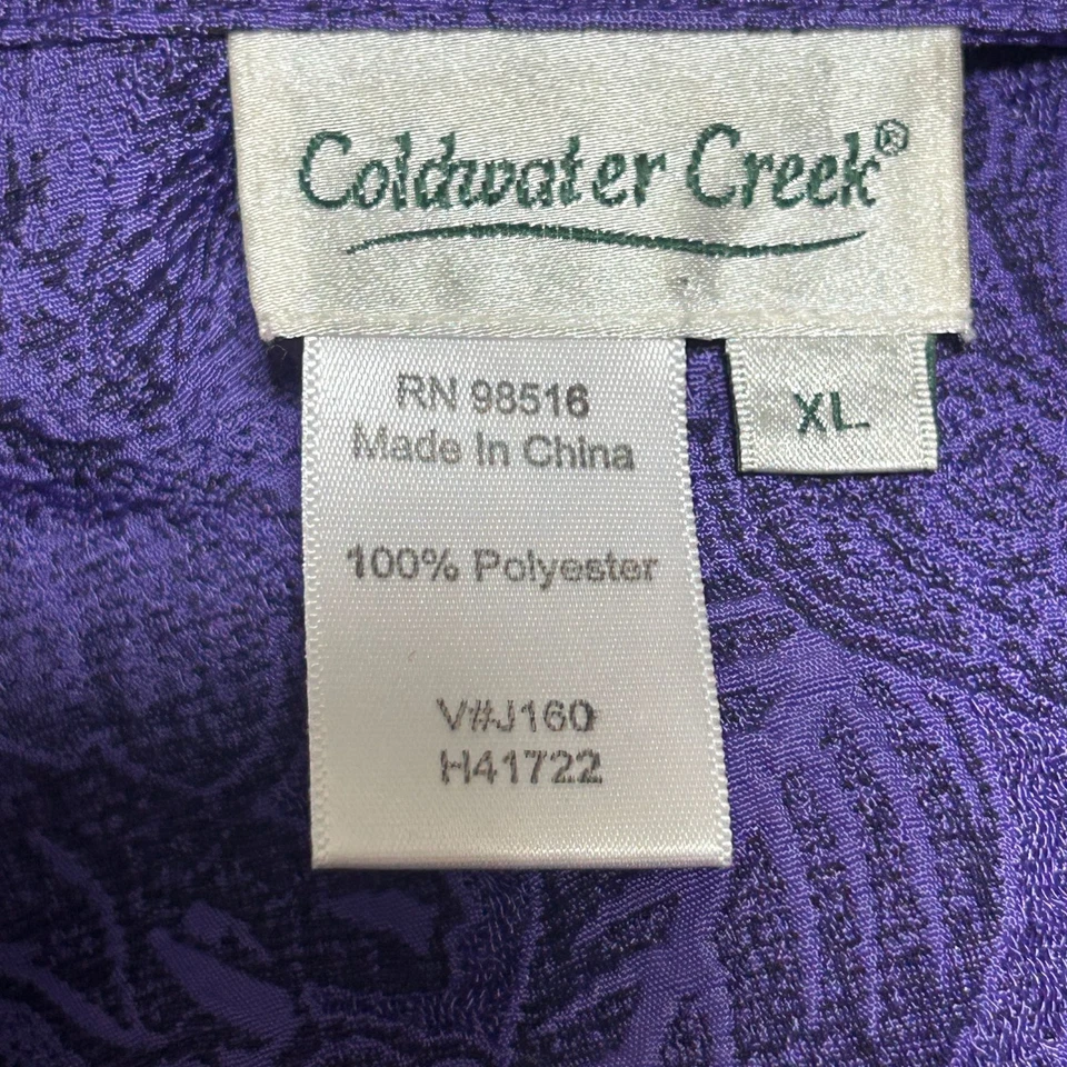 Chaqueta Coldwater Creek para mujer XL púrpura floral jacquard botón carcasa delantera Foto 2 de 4