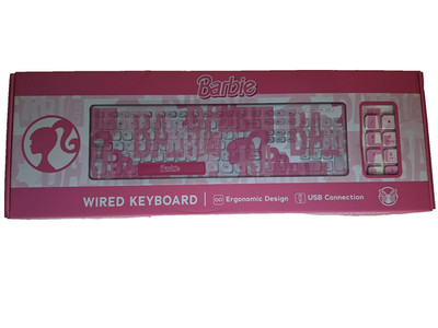 Culturefly Pink Barbie Wired Keyboard 108 Keys with Ergonomic Design BRAND NEW
