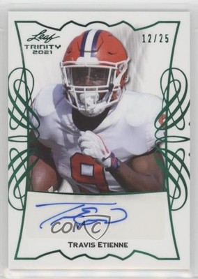 2021 Leaf Trinity Green Spectrum 12/25 Travis Etienne Rookie Auto RC ms9