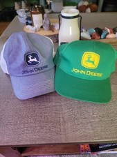 John Deere Green Adjustable Strap Cap Hat a d Grey with white Lot