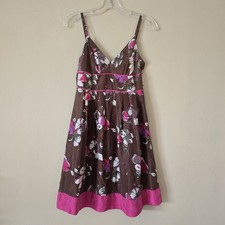 Y2K Guess Floral Print Empire Waist 100% Silk Mini Dress Size 1