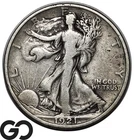 1921-D Walking Liberty Half Dollar, Scarce Choice VF Low Mintage Key Date