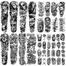 46 Large Chicano Temporary Tattoos Full Arm Day of Dead Gangster Men Women