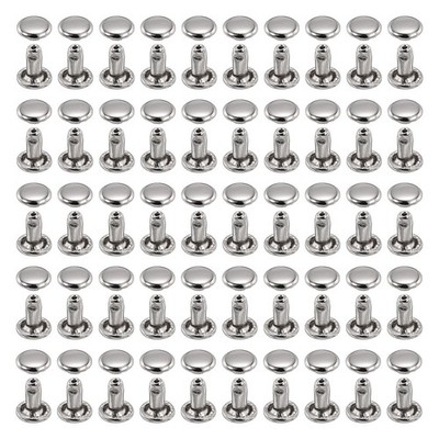 200 Sets Chicago-Schrauben Ledernieten, M6 1/4 Zoll, Silber, M6x7mm