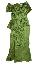 NEW Evening Gown with Side Split Moss Green Satin Size 6