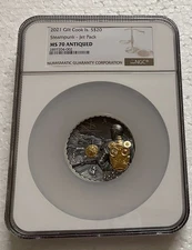 Steampunk Jetpack Silver coin 3oz  NGC MS70 Antiqued Cook Islands