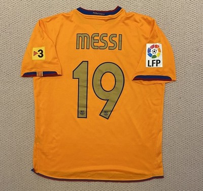 Barcelona Nike 2006 2007 2008 Football Away Jersey 19 Lionel Messi Large Genuine