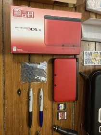 Nintendo 3DS XL Red 4GB SD Stylus Case Chargers AR Cards Dragonology Screen Prot