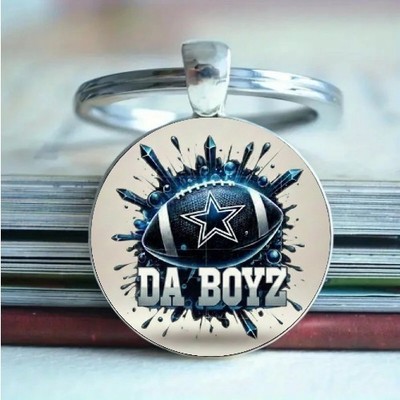DA BOYZ Football Design Round Glass Keyring Keychain