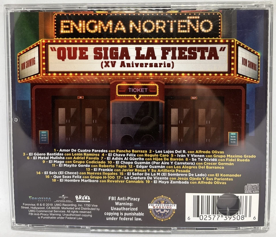 Enigma Norteno Que Siga La Fiesta (CD) Fonovisa 2019 Foto 2 de 4