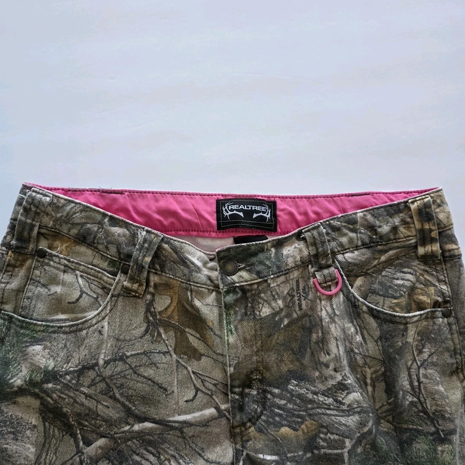 Real Tree Camouflage Women Size 12 Jeans Pants Pink Waist Key Clip Camo Hunting - Image 3 of 4