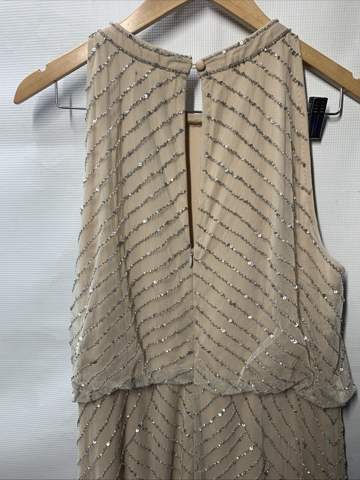 Adrianna Papell Womens Halter Art Deco Beaded Blouson Dress Special Occasion 14 image 7