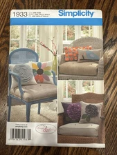 Simplicity Pillows Sewing Pattern 1933 Uncut 6 Styles