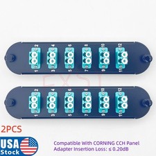 2Pcs Fiber Optic Adapter Panel 6 LC Duplex Aqua OM3 OM4 For CORNING CCH-CP12-E4