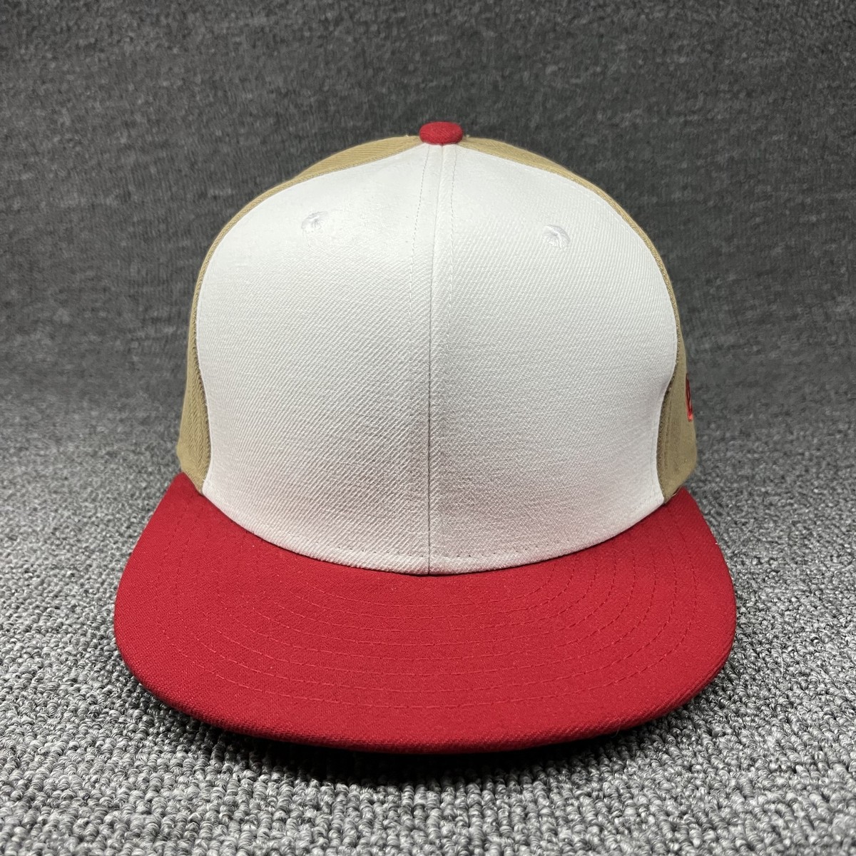 New Era 59FIFTY Tritone Basic Fitted Hat 6 7/8 Red White Buckskin Blank Cap