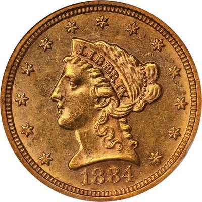 1884 MS61 NGC 1,950 Minted! Same Total PCGS Pop of $10K 1883 Quarter Eagle $2.50