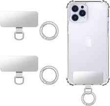 MoKo 2pcs Phone Tether Tab, Stainless Steel Cell Lanyard Pads, Silver