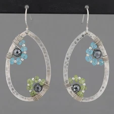 Retired Silpada Sterling Hematite Peridot Apatite Beaded Teardrop Earrings W2216