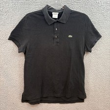 Lacoste Polo Shirt Mens Medium 5 Black Pique Rugby Short Sleeve Golf Crocodile