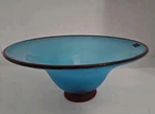 Vintage MCM Artist Franco Moretti Signed Murano Art Glass Bowl Italy Blue Red 9"