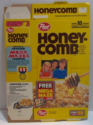  Honeycomb Cereal Box with Mega Maze Offer, Mint Unused Box Flat