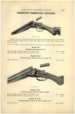 1906 PAPER AD 2 Sided Remington shotgun Damascus bar grade A grade B E