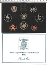 1986 QE II ROYAL MINT GENUINE 8 COIN STANDARD PROOF YEAR SET & PAPERWORK (707)
