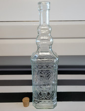 1 CLEAR GLASS SQUARE CRAFTS CO DECORATIVE BOTTLE 12.25 INCHES 26 OZ
