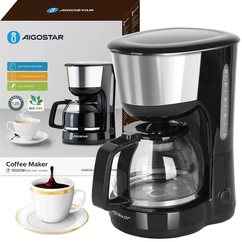 MACCHINA PER CAFFÈ E THE AMERICANO PROFESSIONALE 1000W 10 TAZZE AIGOSTAR