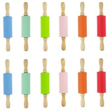 12 Pack Mini Small Rolling Pin 9 Inch Kids Rolling Pin Wooden Handle for Home...