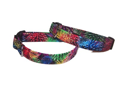 Wet Nose Designs Colorful Fireworks Display Dog Collar Celebration Patriotic