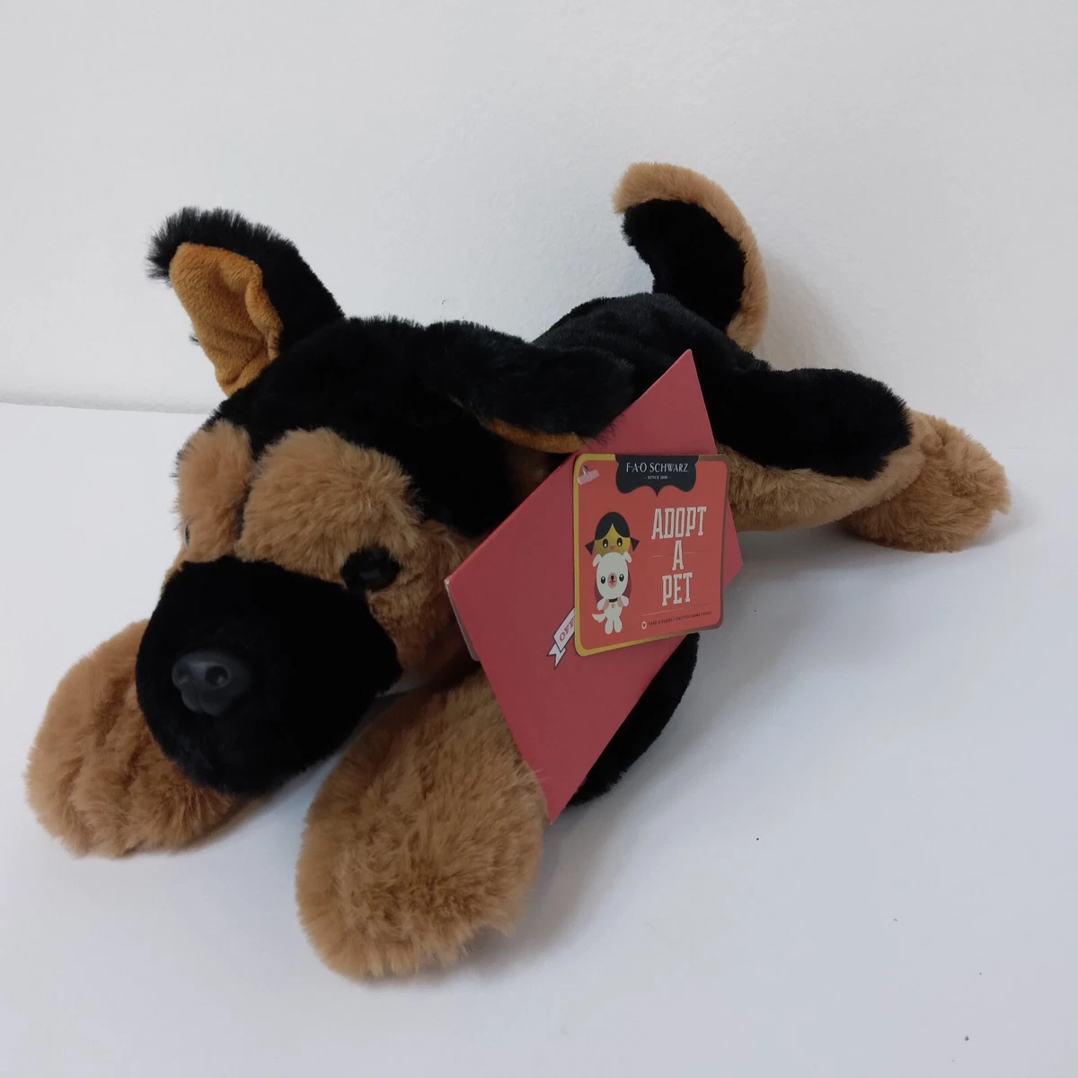 FAO Schwartz Adopt a Pet German Shepherd 13 Plush EUC Stuffed Animal Dog Toy