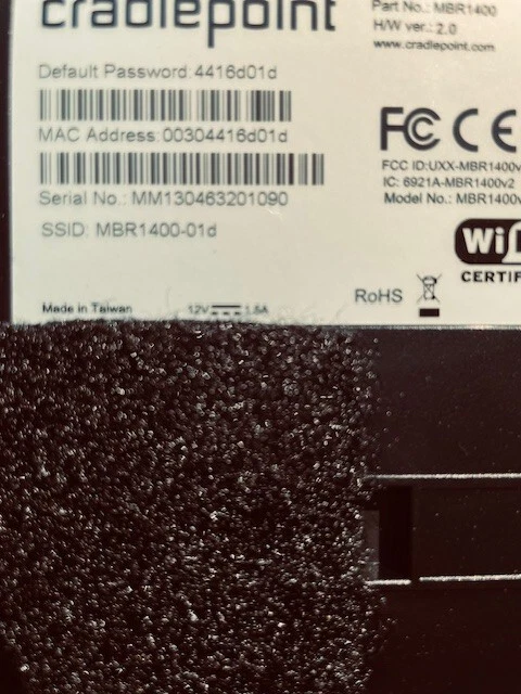 Cradlepoint MBR1400 V2 Wi-Fi Wireless Router MOBILE ROU W/ POWER ADA & ANETNNA'S - Image 2 of 4