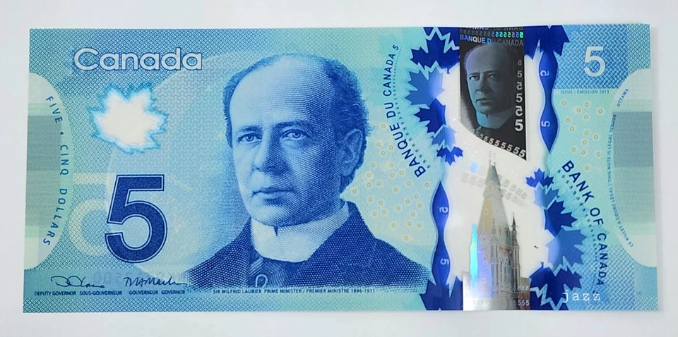 SET 10 Canada Banknote 2013 (2022) $5 Polymer P106e Lane/Macklem UNC. #INK - Image 3 of 4