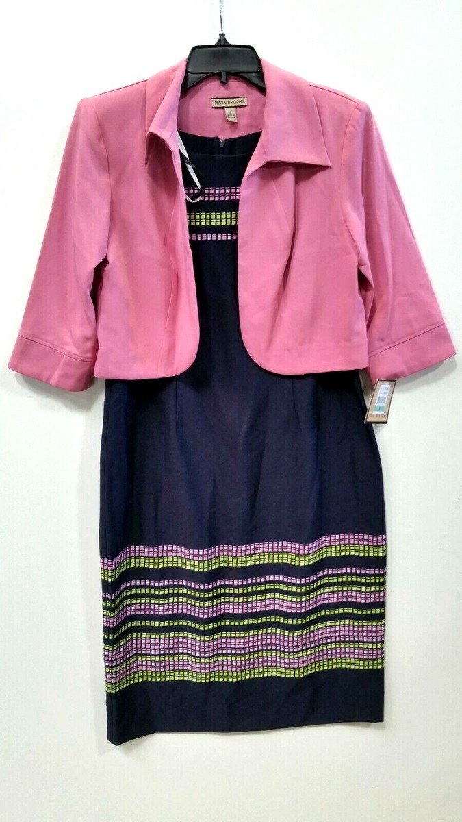 maya brooke 3 4 sleeve embroidered jacket dress Maya Brooke 3/4 Sleeve 2-Piece Lace Jacket Dress main image 1