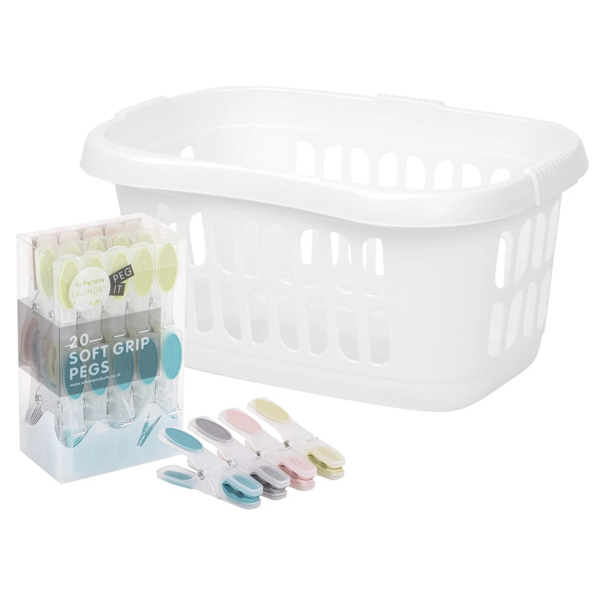 Hipster Laundry Basket Ice White with 20 Pcs Soft Rubber Grip